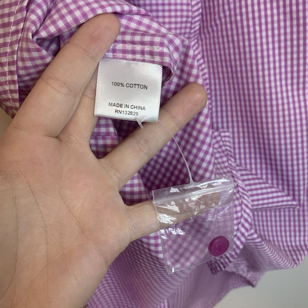 Camila Coelho Elliot Shirt Dress Gingham Check Pink Lilac White - Small - Picture 12 of 16